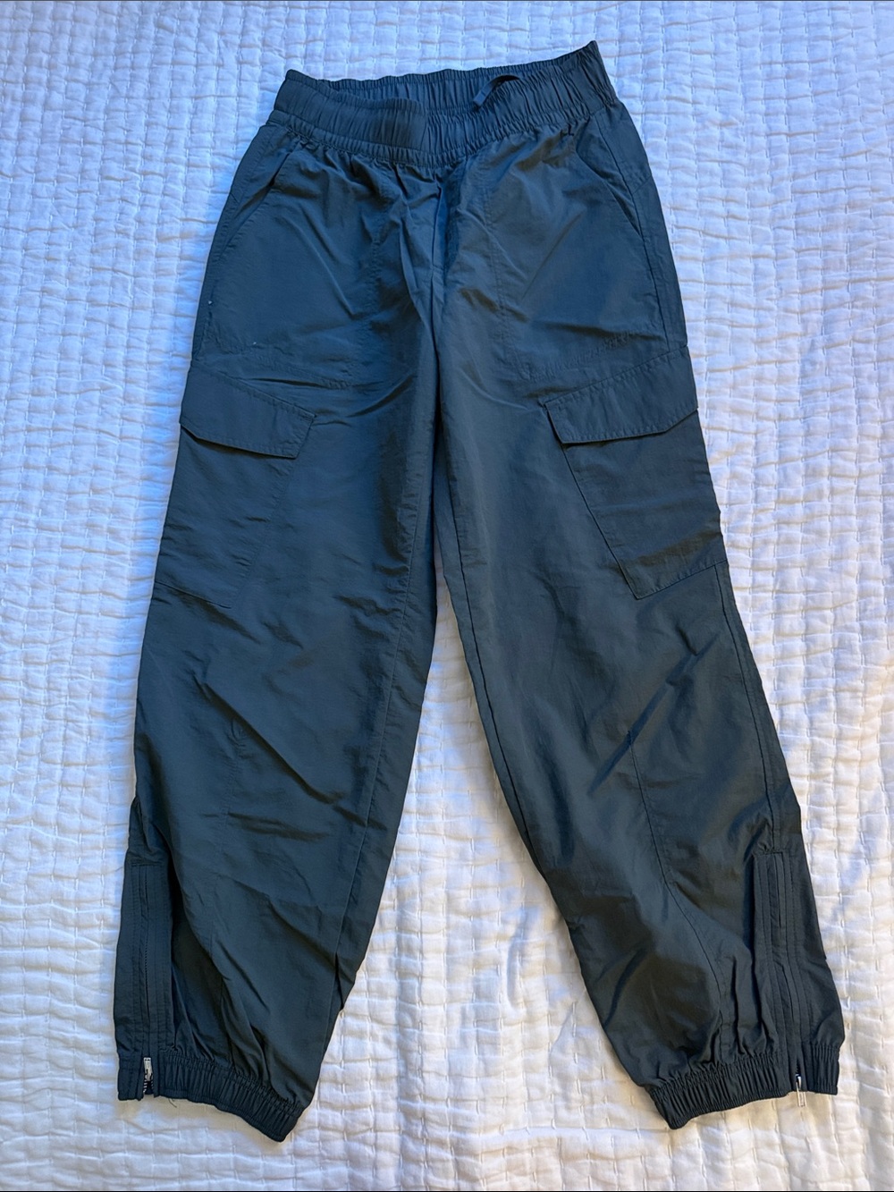 Women’s Green Cargo Jogger Pants - Elastic Waist & Ankle